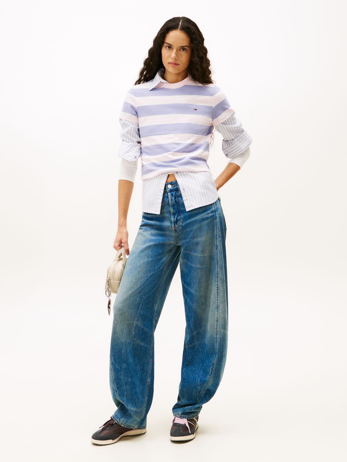 Ella High Rise Barrel Jeans — Blue