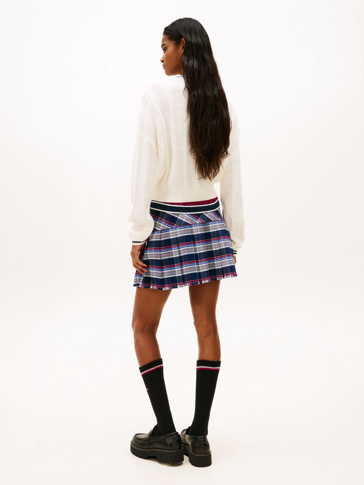 Flag Cable Knit Relaxed Jumper — White