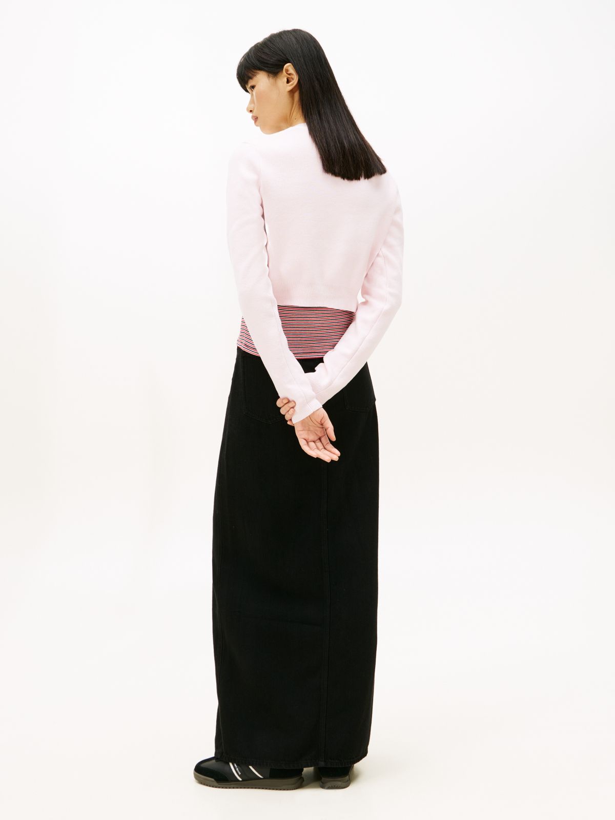 Stitch Logo Chenille Slim Cropped Jumper — Pink
