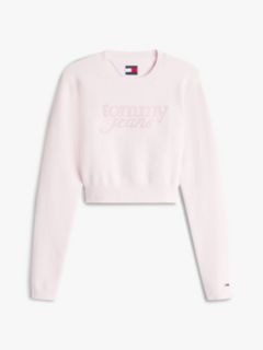 Stitch Logo Chenille Slim Cropped Jumper — Pink 5