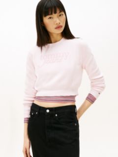 Stitch Logo Chenille Slim Cropped Jumper — Pink 1