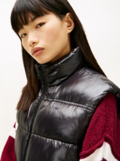 Flag Embroidery Shiny Puffer Gilet — Black 2