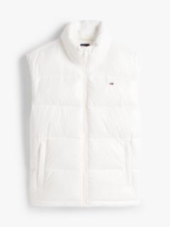 Flag Embroidery Shiny Puffer Gilet — White 5