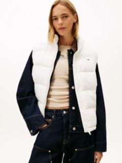 Flag Embroidery Shiny Puffer Gilet — White 1