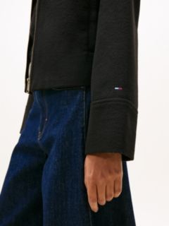Collared Zip-Thru Wool Blend Twill Jacket — Black 2