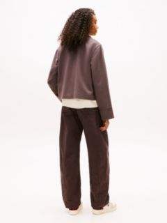 Collared Zip-Thru Wool Blend Twill Jacket — Brown 4