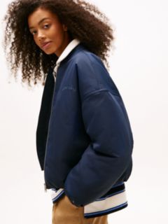 Back Logo Embroidery Bomber Jacket — Blue 4