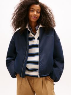 Back Logo Embroidery Bomber Jacket — Blue 1
