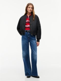 Shiny Twill Bomber Jacket — Black 2