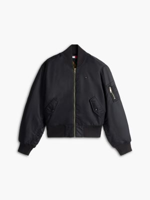 black sleeve pocket twill bomber jacket for women tommy jeans