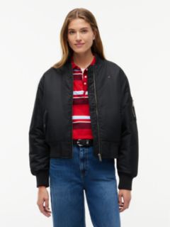 Shiny Twill Bomber Jacket — Black 1