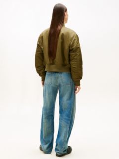 Shiny Twill Bomber Jacket — Green 4