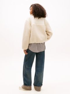 Tommy Badge Teddy Fleece Collared Jacket — Beige 4