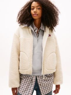 Tommy Badge Teddy Fleece Collared Jacket — Beige 1