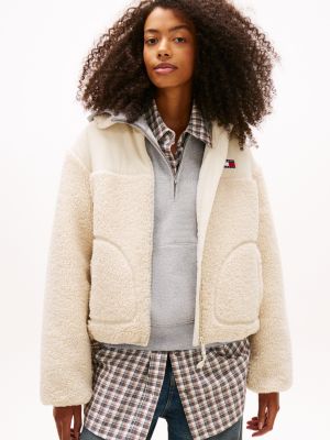 Tommy Badge Teddy Fleece Collared Jacket