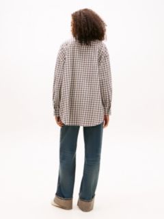 Relaxed Fit Tartan Check Seersucker Shirt — Beige 4