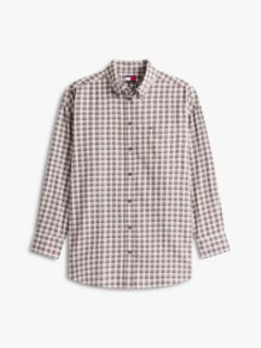 Relaxed Fit Tartan Check Seersucker Shirt — Beige 5