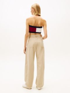 Mid Rise Wide Barrel Leg Trousers — Beige 4