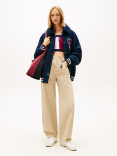 Mid Rise Wide Barrel Leg Trousers — Beige 1