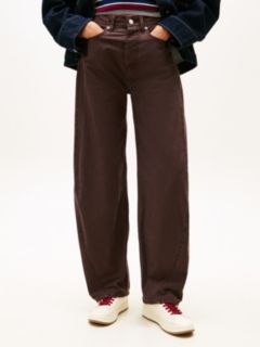Mid Rise Wide Barrel Leg Trousers — Brown 2