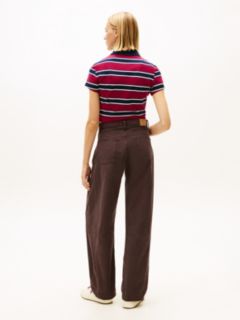 Mid Rise Wide Barrel Leg Trousers — Brown 4
