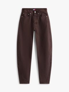 Mid Rise Wide Barrel Leg Trousers — Brown 5