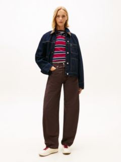 Mid Rise Wide Barrel Leg Trousers — Brown 1