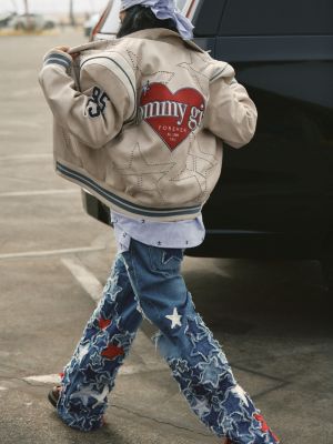 jeans tommy girl larghi con patchwork di stelle blue da donne tommy jeans