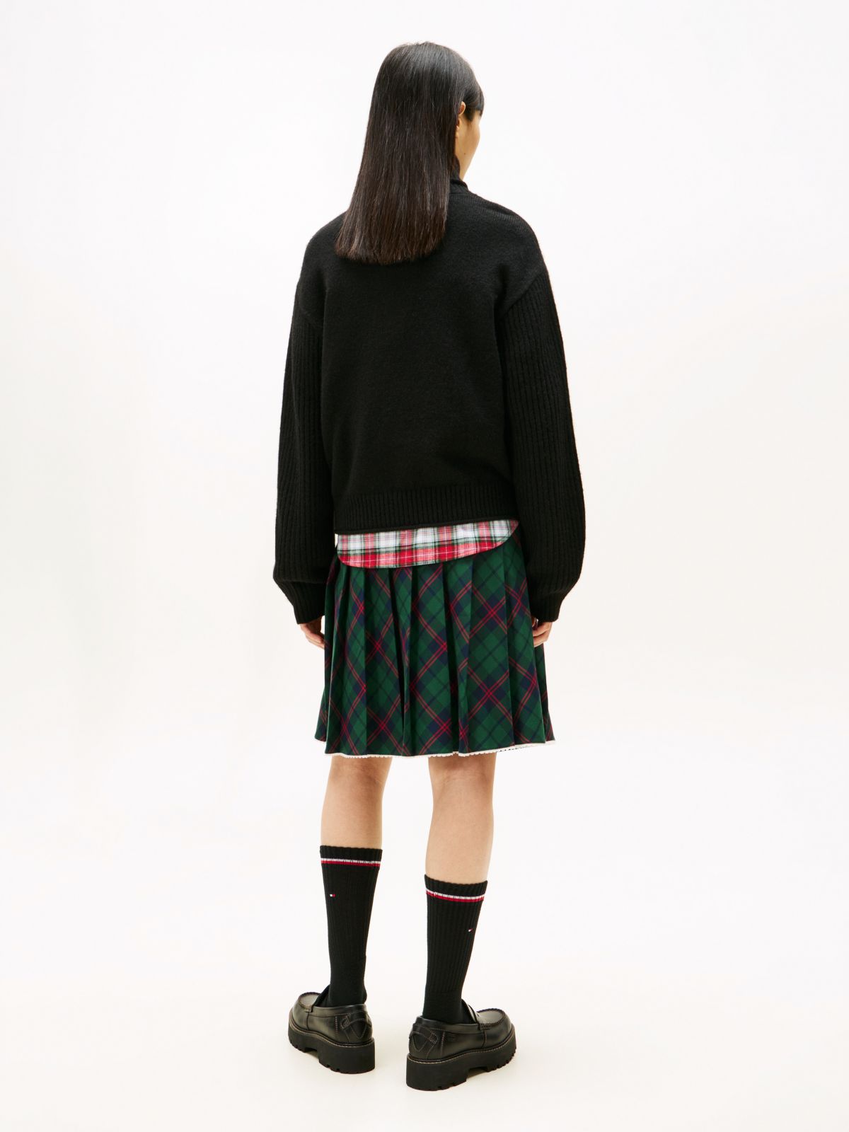 Tommy Flag Intarsia Relaxed Turtleneck Jumper — Black