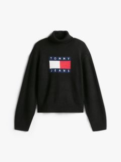 Tommy Flag Intarsia Relaxed Turtleneck Jumper — Black 5
