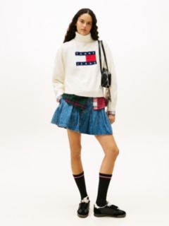 Tommy Flag Intarsia Relaxed Turtleneck Jumper — White 3