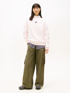 Tommy Badge Relaxed Mock Neck Jumper — Pink 3