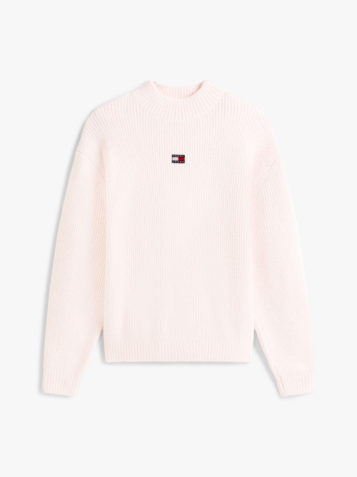 Tommy Badge Relaxed Mock Neck Jumper — Pink