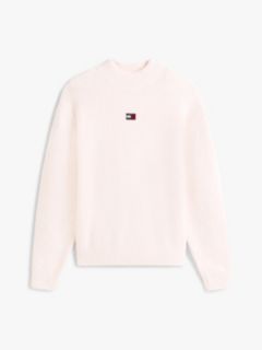 Tommy Badge Relaxed Mock Neck Jumper — Pink 5