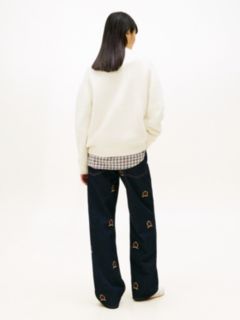 Tommy Badge Relaxed Mock Neck Jumper — White 4