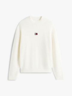 Tommy Badge Relaxed Mock Neck Jumper — White 5