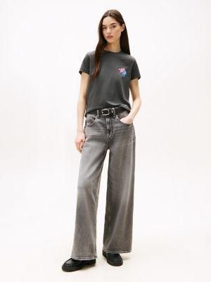 czarny t-shirt z okrągłym dekoltem i grafiką z tyłu dla kobiety - tommy jeans