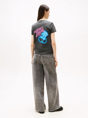 czarny t-shirt z okrągłym dekoltem i grafiką z tyłu dla kobiety - tommy jeans