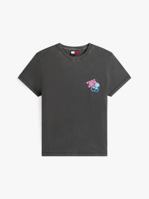 czarny t-shirt z okrągłym dekoltem i grafiką z tyłu dla kobiety - tommy jeans