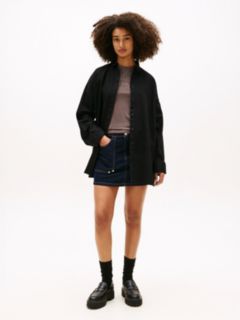 Relaxed Fit Shirttail Hem Denim Shirt — Black 3