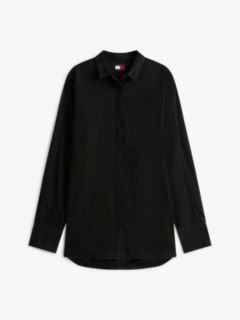 Relaxed Fit Shirttail Hem Denim Shirt — Black 5