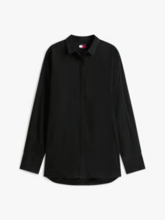 Relaxed Fit Shirttail Hem Denim Shirt — Black 6