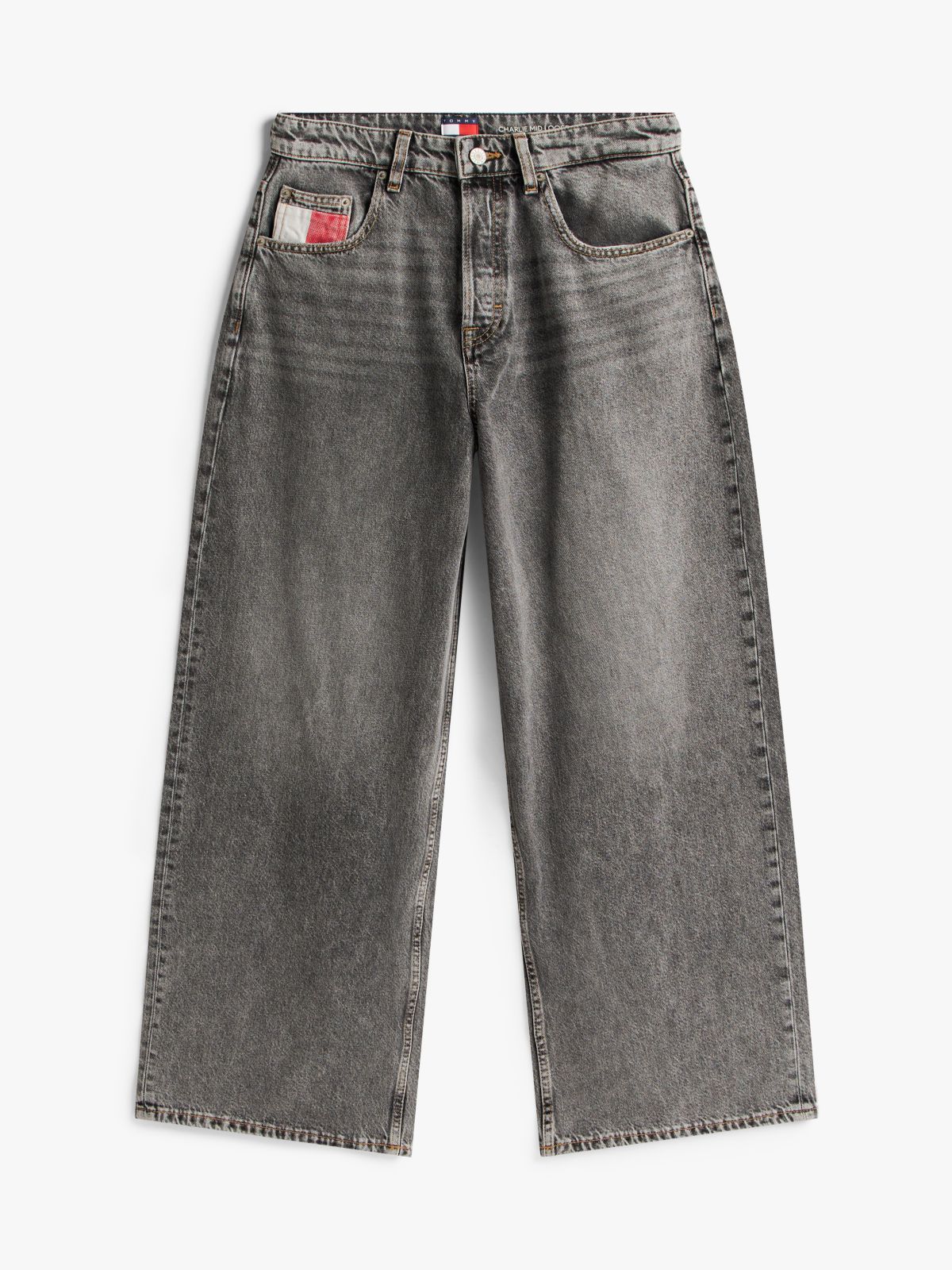Mid Rise Loose Wide Leg Jeans — Grey