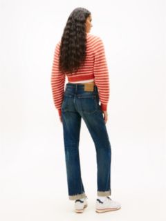 Mid Rise Slim Straight Jeans — Blue 4
