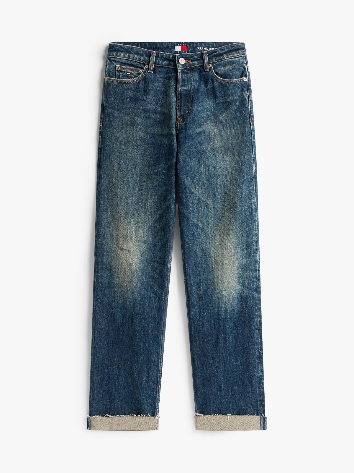 Mid Rise Slim Straight Jeans — Blue