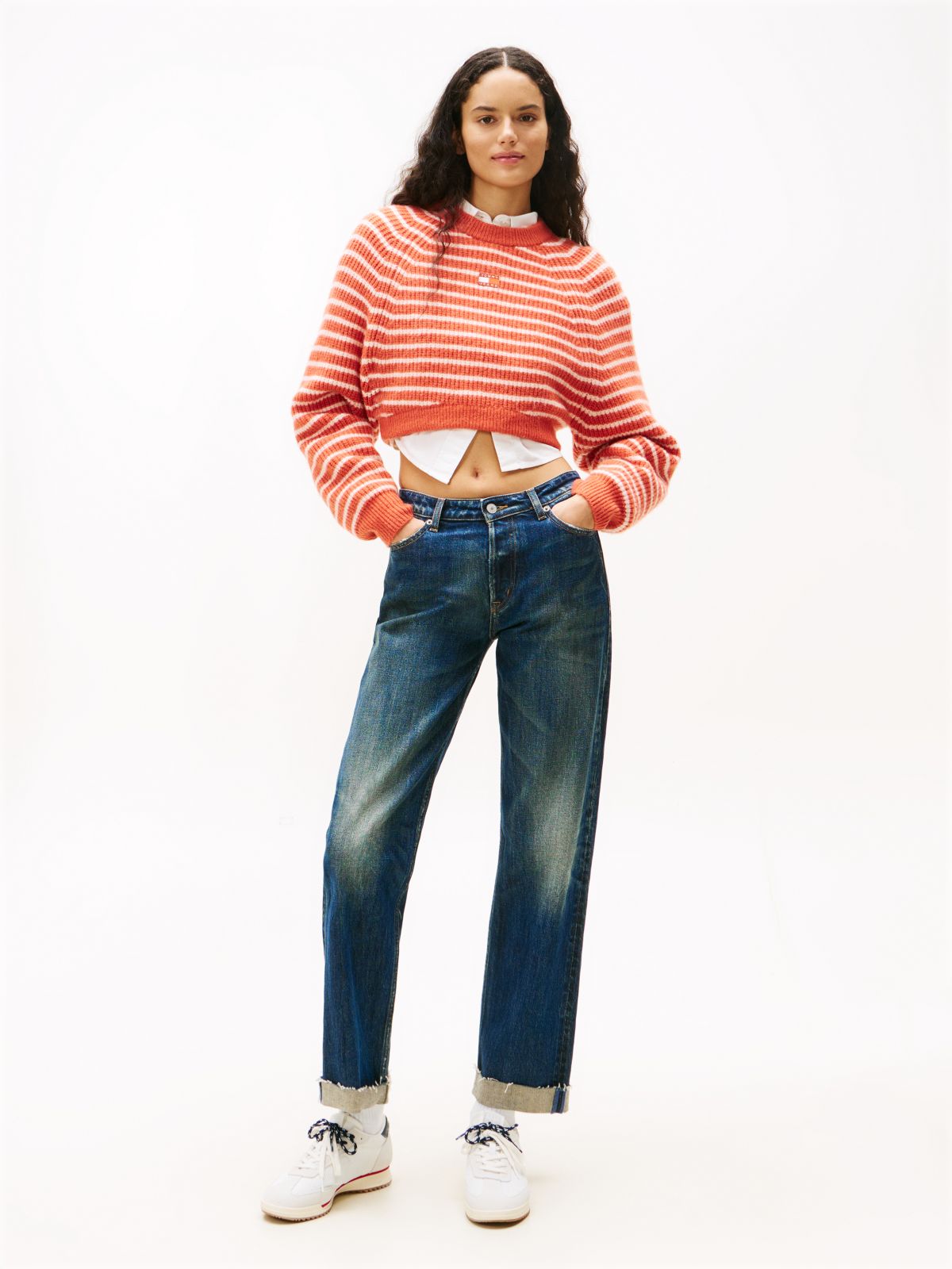 Mid Rise Slim Straight Jeans — Blue