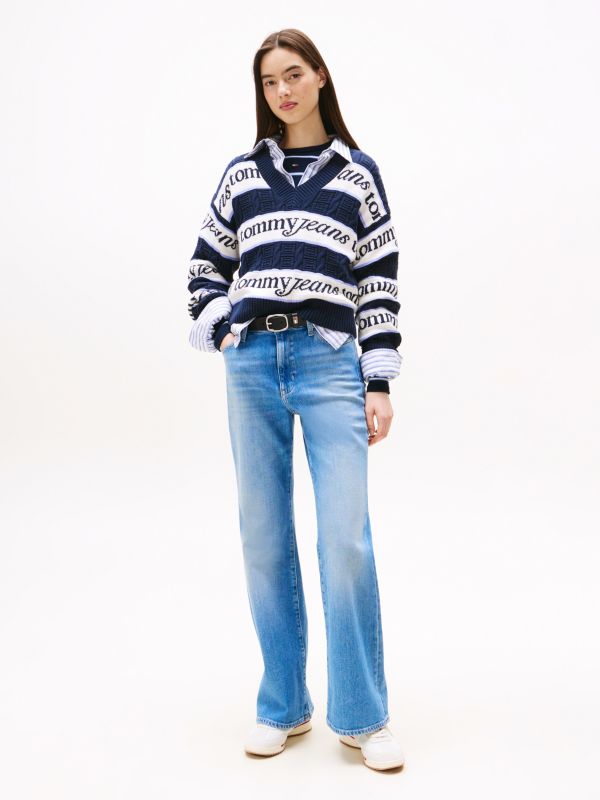 High Rise Flared Leg Jeans — Blue