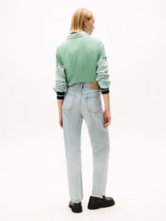 Mid Rise Slim Straight Leg Jeans — Blue 4