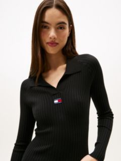 Tommy Badge Slim Mini Jumper Dress — Black 2