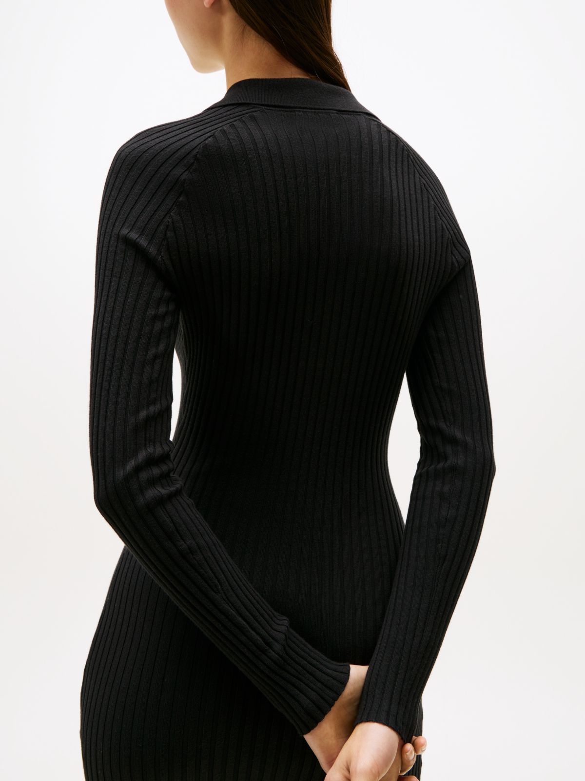 Tommy Badge Slim Mini Jumper Dress — Black
